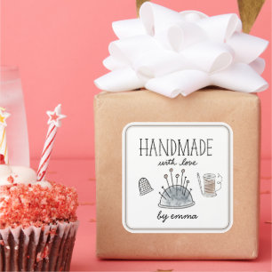 Handmade with Love Sewing Tools Square Sticker