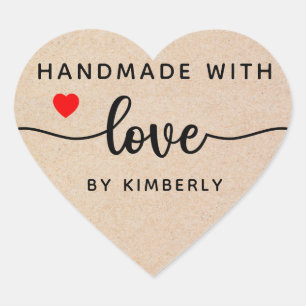 Handmade with Love Simple Heart Sticker