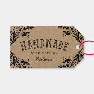 Handmade with Love Sketched Floral Design Custom Gift Tags