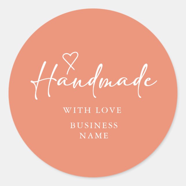Handmade With Love Small Business Classic Round Sticker (Front)