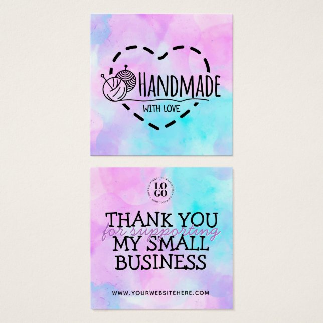Handmade with love - small business package insert (Front & Back)