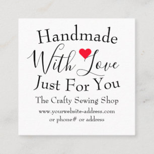 Handmade With Love Small Craft Business Supplies Square Business Card