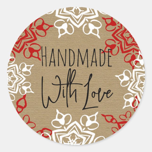 Handmade with Love Snowflake Christmas Craft Classic Round Sticker (Front)