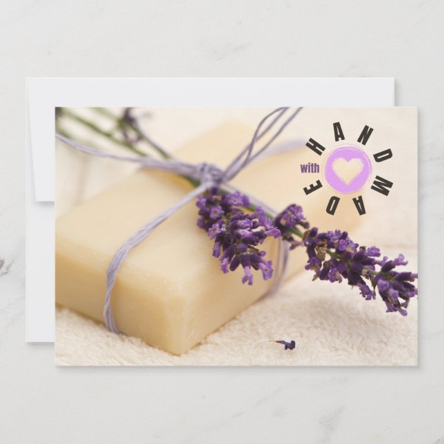 Handmade With Love Soap Maker Business Lavender Thank You Card (Front)