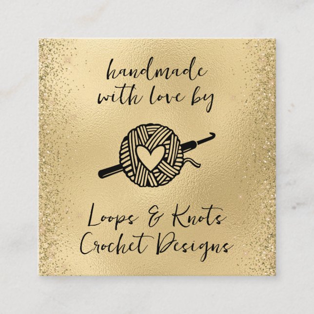 Handmade With Love Square Business Card (Front)