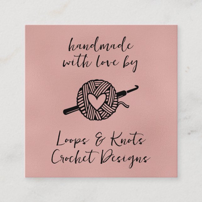 Handmade With Love Square Business Card (Front)