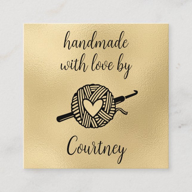 Handmade With Love Square Business Card (Front)