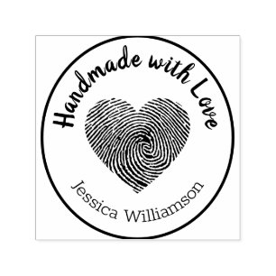 Handmade with Love Stamp Heart Name Personalised