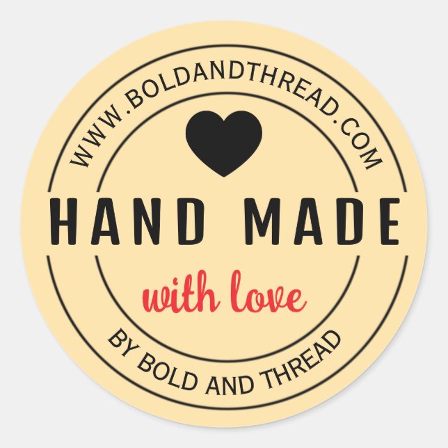 Handmade With Love Sticker – Craft Label for Small (Front)
