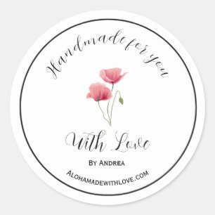 Handmade with love sticker for custom goods