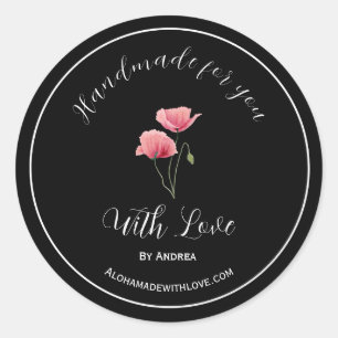 Handmade with love sticker for custom goods