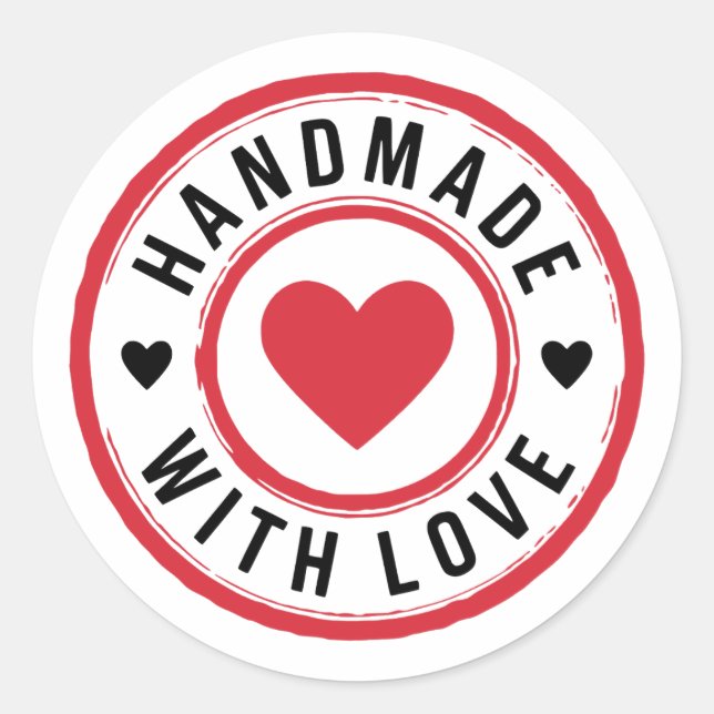 Handmade With Love Sticker with Hearts (Front)