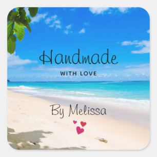 Handmade with Love Sun Sand and Surf Photography Square Sticker