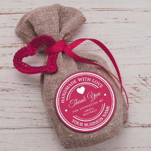 Handmade with love   thank you   classic round sticker