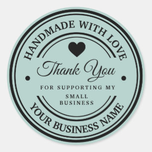 Handmade with love   thank you  classic round sticker