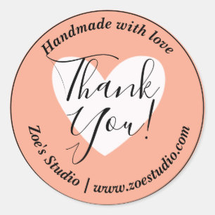 Handmade with Love, Thank You! Small Business Classic Round Sticker