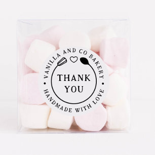 Handmade With Love Thank You Whisk Spoon Bakery Classic Round Sticker