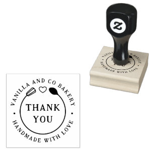 Handmade With Love Thank You Whisk Spoon Bakery Rubber Stamp