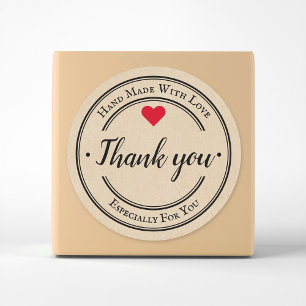 Handmade With Love Trendy Kraft Business Classic Round Sticker
