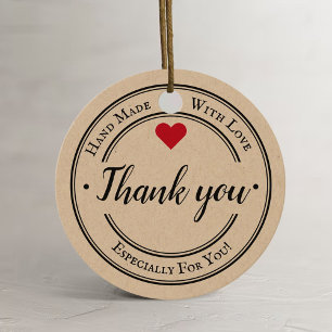 Handmade With Love Trendy Kraft Business Favour Tags