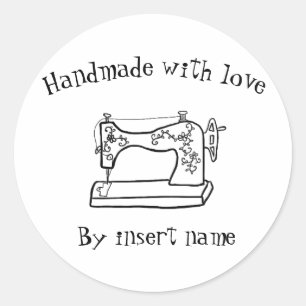 Handmade with love vintage sewing machine sticker