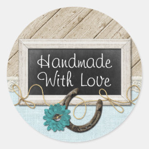 Handmade With Love Western Horseshoe Country Chalk Classic Round Sticker
