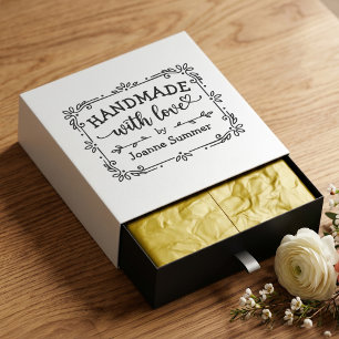 Handmade With Love - Whimsical Floral Border Rubber Stamp