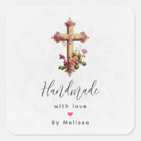 Handmade with Love Wooden Cross with Flowers