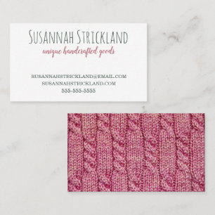 Handmade with Pink Knit Back Business Card
