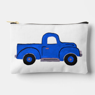 Handpainted Blue Truck Multi Purpose Zip Pouch