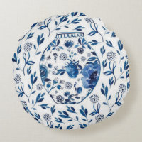 Handpainted Blue & White Chinoiserie Floral Style