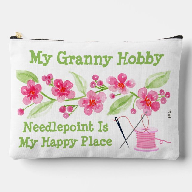 Handpainted Cherry Blossoms G Needlepoint Zippered Accessory Pouch (Front)