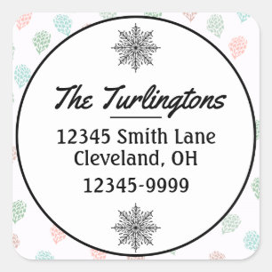 Handpainted Christmas Pine Cones Return Address Square Sticker