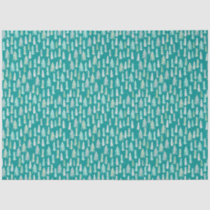 Handpainted Christmas Trees Aqua White Blue Teal Tissue Paper