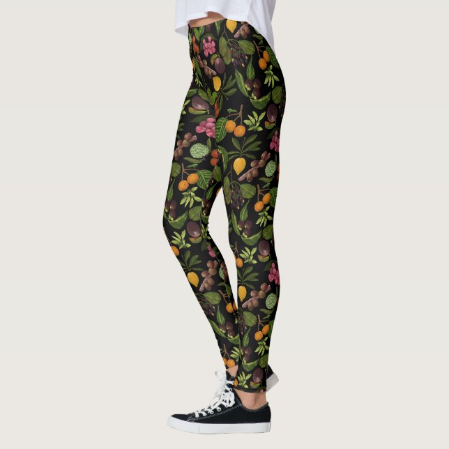 Handpainted Colourful Exotic Tropical Fruit Patter Leggings (Left)