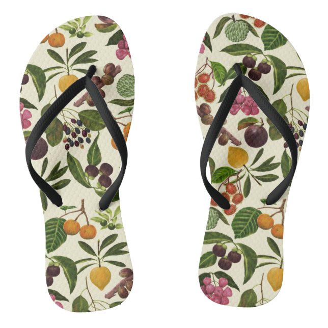 Handpainted Colourful Rustic Tropical Fruit Patter Jandals (Footbed)