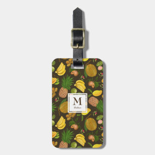 Handpainted Colourful Tropical Fruits Monogram Luggage Tag