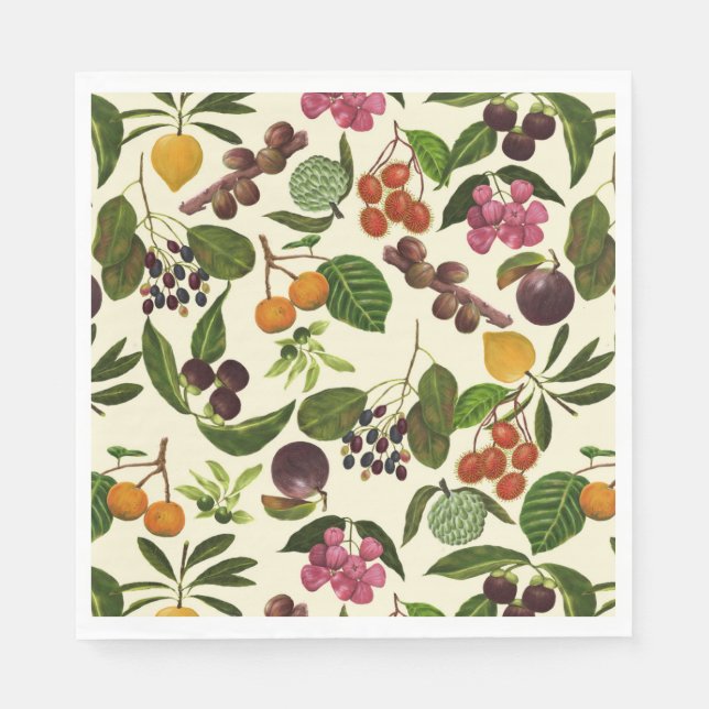 Handpainted Exotic Tropical Fruits Pattern Napkin (Front)