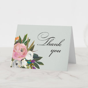 Handpainted Floral 100th Birthday Party   Thank You Card