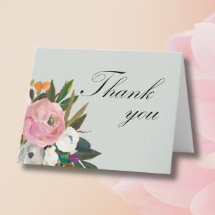 Handpainted Floral 60th Birthday Party   Thank You Card