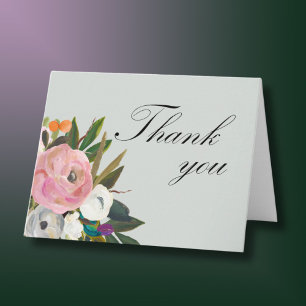 Handpainted Floral Any Year Birthday Party Thank Thank You Card