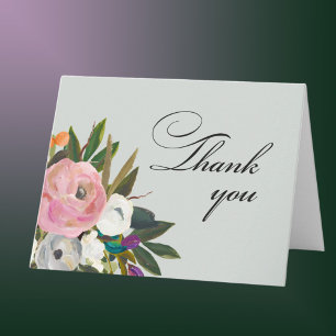 Handpainted Floral Any Year Birthday Party Thank You Card