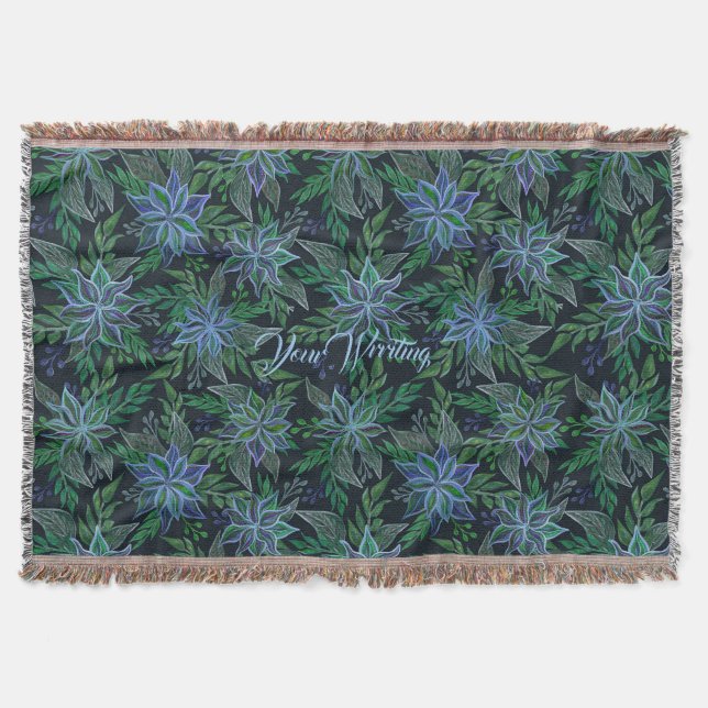 Handpainted Floral Blue Seamless Pattern  Throw Blanket (Front)