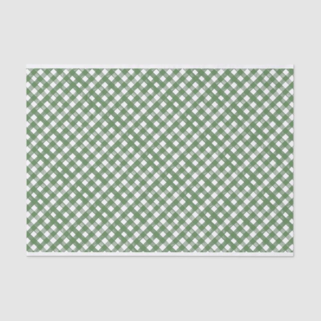 HANDPAINTED GINGHAM Green Mix w/Toile Tissue Paper (Front)
