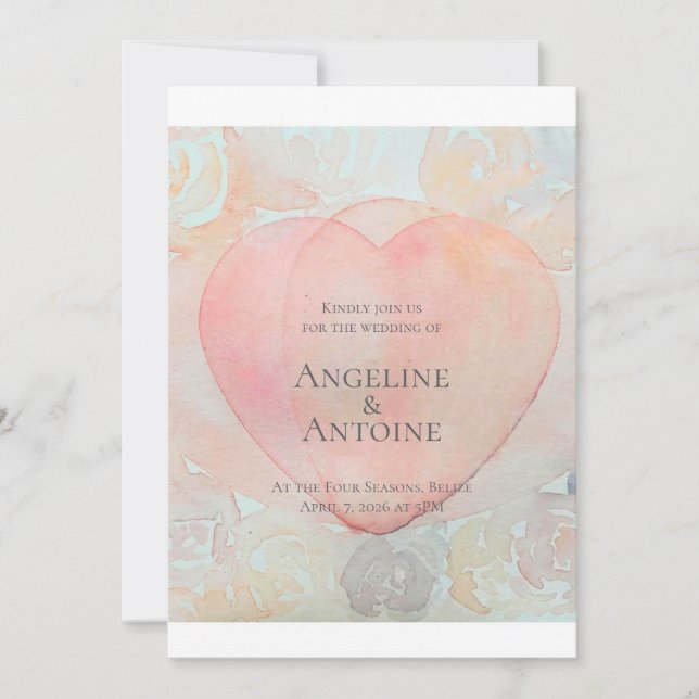 Handpainted Goddess Heart Invitation (Front)