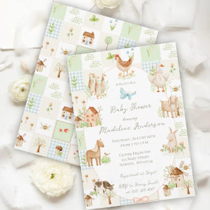 Handpainted Grandmillenial Farm Quilt Baby Shower Invitation