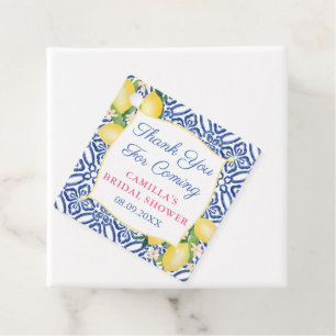 Handpainted Lemons Blue Positano Tiles Thank You Favour Tags