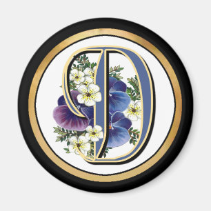 Handpainted Pansy IInitial - D Magnet