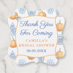 Handpainted Pumpkins Ginger Jars Bridal Shower Favour Tags