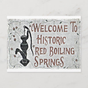 Handpainted Red Boiling Springs Sign Postcard
